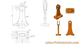 CATIA V5 Tutorial Beginner #8 - Sketch, Pad, Hole, Mirror, Rectangular Pattern