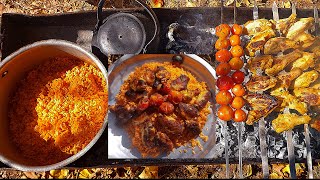 Learn how to make red rice (Yeh Kaveh) with saffron chicken kebab.#food #nature #love #asmr #foodie