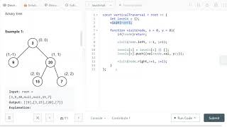 This might just be the easiest "Hard" LeetCode problem (987. Vertical Order Traversal of a Tree)