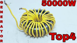 Top4 how to make free electricity powerful 50000W energy 240V generator at home