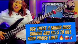 Use these 4 minor Bass groove and fills to kill your praise lines 🔥🥁🎸