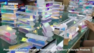 RECHI |Custom Lifestyle Acrylic Furniture Factory| How to Make Rainbow Acrylic Flower Spot Stand