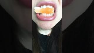 ASMR 🐰🍬👄🦷 pt 2 orange gummy satisfying sunny mouth sounds crush eat teeth chew #shorts