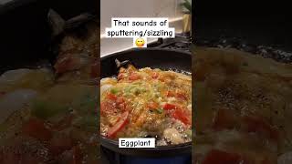 That sounds of sizzling eggplant 😋 #eggplant #shorts #trending #viral #shortsfeed