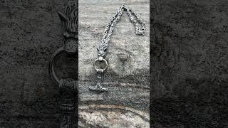 Varghuvud nordisk viking Mjolnir halsband