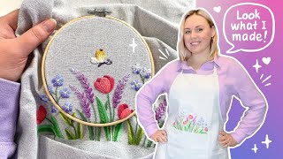 Embroidered Apron 🌷 My Process + 🪡 Tips How to Make the Back Side of Your Embroidery Neat and Clean