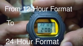 How to change the format from 12 hours to 24 hours and vice versa on the Casio G-Shock DW-5700 watch