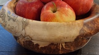 Spinning a Spalted Apple Burl Bowl