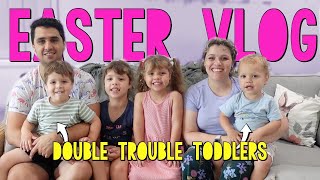 Easter vlog 2024 - DOUBLE TROUBLE managing 2 toddlers (non candy easter egg ideas)