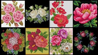 Floral cross stitch Hand embroidery  thick cotton / Beautifull Hand cross stitch