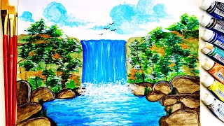 HOW TO PAINT EASY FOREST WATERFALL | ARTIST VLOG | #Forestwaterfall #Forest #Waterfall