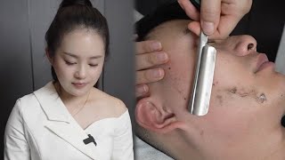 💈ASMR | Remove a lot of vellus hair from a man's face. Shave the head. 🪒 Wonderful shaving!