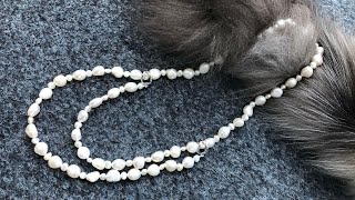 DIY Necklace Tutorial:Natural baroque freshwater pearl necklace 4 layers thread 85cm