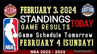 NBA Standings as of today FEBRUARY 03, 2024 | Game Result|  #nba #standings #games #results