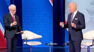 What is Biden doing with hands during CNN Town Hall