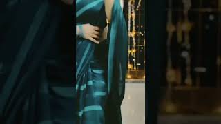 Peacock green Satin saree with Black silk Blouse | How to drape a saree? #sareehaul