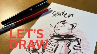 Sketching and Inking my character SPACECAT | Follow along and learn how I Draw and Ink my comics