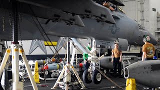 Aircraft Carrier USS Dwight D. Eisenhower (CVN 69) EA-18G Growler & F/A-18F Super Hornet Maintenance