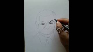 potrait  drawing  of Mr. Bean//pencil  sketch  of Mr. Bean