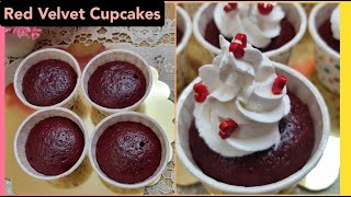 260. Red Velvet Cupcakes with Cream Cheese Frosting | Eggless & No Oven | Super Spongy and Soft