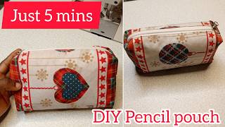 VERY EASY-  Zipper Pencil Pouch Making at Home/ Pencil purse DIY/ Makeup Pouch / Box Pen Case