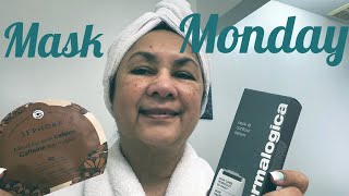 #maskmondayladies Mask Monday using Sephora Caffeine eye mask /Dermalogica Neck Serum. #skincare