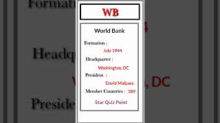 WB organization #wb #worldbank #organization #gk #shorts