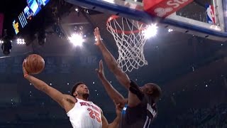 Derrick Rose DUNK BLOCKED by Bismack Biyombo | 12/23/16