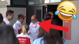 Funny Kimi Raikkonen Struggles to enter the Press Conference - F1 Preseason Testing Barcelona 2020