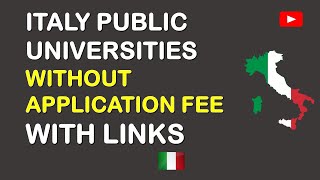 Italian Public Universities Without Application Fee | Top Italian Public Universities | Hilal Khan