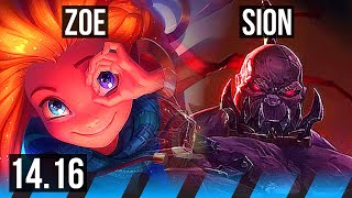 ZOE vs SION (MID) | 69% winrate, 3/0/3 | EUW Diamond | 14.16