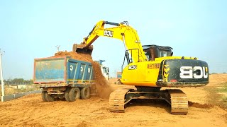 Watch the JCB 205 Excavator Backhoe Loader in Action Loading Mud into a Tata Tipper Truck !jcb video