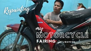 Paano mag repaint gamit ang Bosny spray sa Fairing ng motorcycle wave 100?