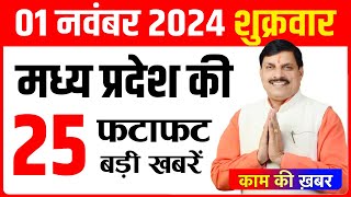 1 November 2024 Madhya Pradesh News मध्यप्रदेश समाचार । Bhopal Samachar भोपाल समाचार CM Mohan Yadav