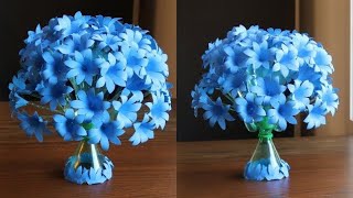 2 Plastic Bottle Flower Vase Craft - Paper Flowers - Home Decor Ideas