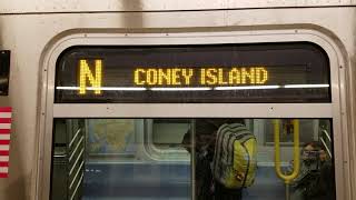 MTA NYCT: R160 D to Whitehall St & N to Coney Island via 2nd Av exterior destination sign