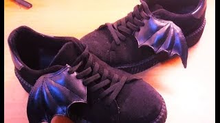 DIY HALLOWEEN SHOES, BATWING pastel goth style