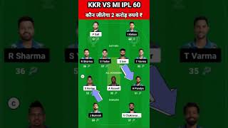 KKR vs MI Dream11 Team Prediction Today 2024