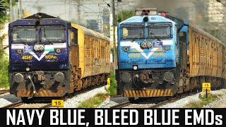 Back to Back COLOURFUL EMDs !! NAVY BLUE Police Bus WDP 4D and BLEED BLUE WDP 4D | Indian Railways