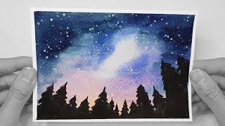 밤하늘그리기 milkyway watercolor painting (자막설명)