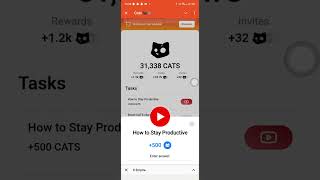 CATS | How to Stay Productive? | Code : ALTCOIN | Subscribe to My Channel & My Telegram Channel Both