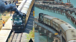 SMOKING ALCo DEPARTURE from PAMBAN | CROSSING the SEA BRIDGE | Indian Railways