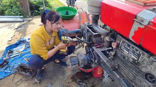 The genius girl repaired and restored the harrow for her neighbor