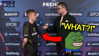 CSGO player does interview with head turned 180 degrees