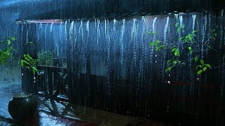 Dormez instantanément avec sons de forte pluie et tonnerre furieux sur le toit dans la forêt la nuit