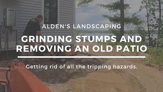 GRINDING STUMPS AND REMOVING A PATIO