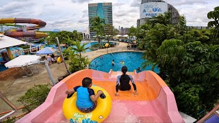 All Water Slides At Pororo AquaPark in Bangkok Thailand (Rooftop Waterpark)