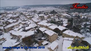 Fontès sous la neige vu en drone le 28 Février 2018