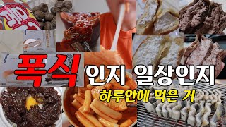 폭식 고도비만 먹방 브이로그 / 빵폭식 연세우유빵 솔티카라멜 초코생크림빵 생크림빵 홈런볼 로제떡볶이 치즈 핫도그 매운떡볶이 양념게장 밥도둑 고기덮밥 장어 김치전 포켓몬빵