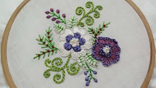 Hand embroidery of flower pattern with easy stitches